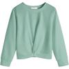 Arshiner Girls Casual Twist Front Lightweight Sweatshirt Tie Dye Printed Long Sleeve Crop Tops Pullover(Celadon Green)