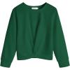 Arshiner Girls Casual Twist Front Lightweight Sweatshirt Tie Dye Printed Long Sleeve Crop Tops Pullover(Forest Green)