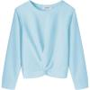 Arshiner Girls Casual Twist Front Lightweight Sweatshirt Tie Dye Printed Long Sleeve Crop Tops Pullover(Light Blue)