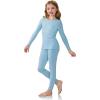 Arshiner Girls Clothes 2 Piece Fall Outfits Slim Long Sleeve Shirt and Leggings Set Kids Thermal Underwear sets(Blue)