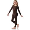 Arshiner Girls Clothes 2 Piece Fall Outfits Slim Long Sleeve Shirt and Leggings Set Kids Thermal Underwear sets(Brown)
