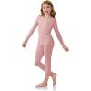 Arshiner Girls Clothes 2 Piece Fall Outfits Slim Long Sleeve Shirt and Leggings Set Kids Thermal Underwear sets(Pink)