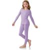 Arshiner Girls Clothes 2 Piece Fall Outfits Slim Long Sleeve Shirt and Leggings Set Kids Thermal Underwear sets(Purple)