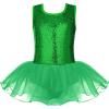 Arshiner Girls Dance Tutu Dress Sparkly Sequin Ballet Leotards Cross Back Ballerina Costumes for Toddler Party(Green)