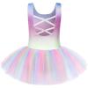 Arshiner Girls Dance Tutu Dress Sparkly Sequin Ballet Leotards Cross Back Ballerina Costumes for Toddler Party(Rainbow)