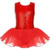 Arshiner Girls Dance Tutu Dress Sparkly Sequin Ballet Leotards Cross Back Ballerina Costumes for Toddler Party(Red)