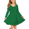 Arshiner Girls Dress Long Sleeve A Line Twirly Skater Loose Casual/Party Dresses with Pocket(Green)
