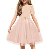 Arshiner Girls Dress Tutu Fluffy Summer Dresses Belted Wedding Party Flower Girls’ Dress Size 3-11 Years(Champagne)