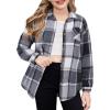 Arshiner Girls Flannel Long Sleeve Shirts Button Down Plaid Shacket Jackets Casual Blouses Tops with Pockets(Black)