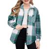 Arshiner Girls Flannel Long Sleeve Shirts Button Down Plaid Shacket Jackets Casual Blouses Tops with Pockets(Green)