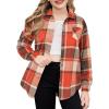 Arshiner Girls Flannel Long Sleeve Shirts Button Down Plaid Shacket Jackets Casual Blouses Tops with Pockets(Orange)
