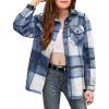 Arshiner Girls Flannel Plaid Jackets Button Down Long Sleeve Shirts Blouses Tops with Pockets Outfits(Blue)
