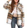 Arshiner Girls Flannel Plaid Jackets Button Down Long Sleeve Shirts Blouses Tops with Pockets Outfits(Brown-1)