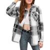 Arshiner Girls Flannel Plaid Jackets Button Down Long Sleeve Shirts Blouses Tops with Pockets Outfits(Grey)