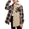 Arshiner Girls Flannel Plaid Jackets Button Down Long Sleeve Shirts Blouses Tops with Pockets Outfits(Khaki-brown)