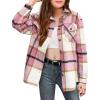 Arshiner Girls Flannel Plaid Jackets Button Down Long Sleeve Shirts Blouses Tops with Pockets Outfits(Pink)