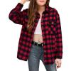 Arshiner Girls Flannel Plaid Jackets Button Down Long Sleeve Shirts Blouses Tops with Pockets Outfits(Red Plaid)