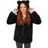 Arshiner Girls Fleece Jacket Kids Zip Up Fall Winter Fuzzy Sherpa Outwear Coat with Pockets(Black)