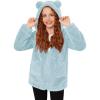Arshiner Girls Fleece Jacket Kids Zip Up Fall Winter Fuzzy Sherpa Outwear Coat with Pockets(Blue)