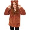 Arshiner Girls Fleece Jacket Kids Zip Up Fall Winter Fuzzy Sherpa Outwear Coat with Pockets(Brown)