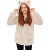 Arshiner Girls Fleece Jacket Kids Zip Up Fall Winter Fuzzy Sherpa Outwear Coat with Pockets(Champagne)