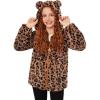Arshiner Girls Fleece Jacket Kids Zip Up Fall Winter Fuzzy Sherpa Outwear Coat with Pockets(Leopard)