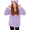 Arshiner Girls Fleece Jacket Kids Zip Up Fall Winter Fuzzy Sherpa Outwear Coat with Pockets(Purple)