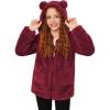 Arshiner Girls Fleece Jacket Kids Zip Up Fall Winter Fuzzy Sherpa Outwear Coat with Pockets(Red)
