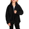 Arshiner Girls Full Zip Fleece Jacket Sherpa Outwear Coat Fall Winter for 4-12Y(Black)