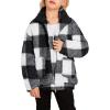 Arshiner Girls Full Zip Fleece Jacket Sherpa Outwear Coat Fall Winter for 4-12Y(Black Plaid)