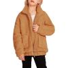 Arshiner Girls Full Zip Fleece Jacket Sherpa Outwear Coat Fall Winter for 4-12Y(Brown)