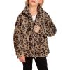 Arshiner Girls Full Zip Fleece Jacket Sherpa Outwear Coat Fall Winter for 4-12Y(Leopard)