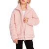 Arshiner Girls Full Zip Fleece Jacket Sherpa Outwear Coat Fall Winter for 4-12Y(Pastel Pink)