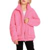 Arshiner Girls Full Zip Fleece Jacket Sherpa Outwear Coat Fall Winter for 4-12Y(Peach Pink)