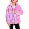 Arshiner Girls Full Zip Fleece Jacket Sherpa Outwear Coat Fall Winter for 4-12Y(Pink Purple)