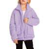Arshiner Girls Full Zip Fleece Jacket Sherpa Outwear Coat Fall Winter for 4-12Y(Purple)