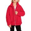 Arshiner Girls Full Zip Fleece Jacket Sherpa Outwear Coat Fall Winter for 4-12Y(Red)