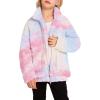 Arshiner Girls Full Zip Fleece Jacket Sherpa Outwear Coat Fall Winter for 4-12Y(Tie Dye)