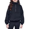 Arshiner Girls Half Zip Sweatshirt with Drawstring Hem Fleece Quarter Zip Pullover Sweatshirts Fall Clothes for Teen Girl(Black)
