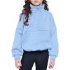 Arshiner Girls Half Zip Sweatshirt with Drawstring Hem Fleece Quarter Zip Pullover Sweatshirts Fall Clothes for Teen Girl(Blue)