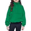 Arshiner Girls Half Zip Sweatshirt with Drawstring Hem Fleece Quarter Zip Pullover Sweatshirts Fall Clothes for Teen Girl(Green)
