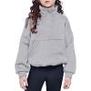 Arshiner Girls Half Zip Sweatshirt with Drawstring Hem Fleece Quarter Zip Pullover Sweatshirts Fall Clothes for Teen Girl(Grey)