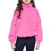 Arshiner Girls Half Zip Sweatshirt with Drawstring Hem Fleece Quarter Zip Pullover Sweatshirts Fall Clothes for Teen Girl(Pink)