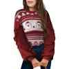 Arshiner Girls Long Lantern Sleeve Sweaters Crew Neck Knit Pullover Jumper Top(Xams Pattern)
