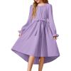 Arshiner Girls Long Sleeve Dress Fashion High Low Flowy Swing Semi Formal Party Dresses with Belt(Lilac)