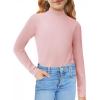 Arshiner Girls Long Sleeve Mock Turtleneck Shirts Slim Fit Casual Base Layer Top Tee(Pink)