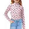 Arshiner Girls Long Sleeve Mock Turtleneck Shirts Slim Fit Casual Base Layer Top Tee(Pink/White Butterfly)