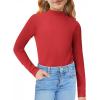 Arshiner Girls Long Sleeve Mock Turtleneck Shirts Slim Fit Casual Base Layer Top Tee(Red)