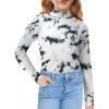 Arshiner Girls Long Sleeve Mock Turtleneck Shirts Slim Fit Casual Base Layer Top Tee(Tie Dye Black/White)