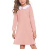 Arshiner Girls Long Sleeve Vintage Peter Pan Collar T-Shirt Dress Age 4-13 Years(Pink 1)